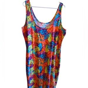 Jolie & Joy FCT With Live Sleeveless Colorful Tropical Casual Dress Plus Sz 3X